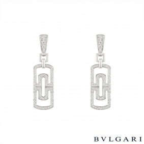 Bvlgari White Gold Diamond Drop Parentesi Earrings